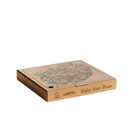 12" Inch Takeaway Kraft Pizza Box Generic Print - 100/CTN - TEM IMPORTS™