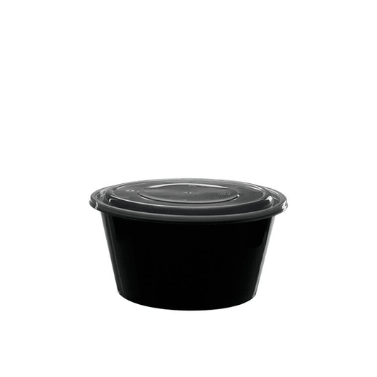 1250mL Takeaway Tall Round Black Supa Bowl With Lid - TEM IMPORTS™