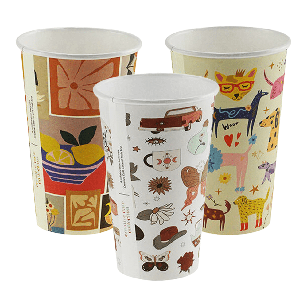 12oz (90mm) Cafe Collection Art Single Wall Paper Coffee Cup - 1000/CTN - TEM IMPORTS™
