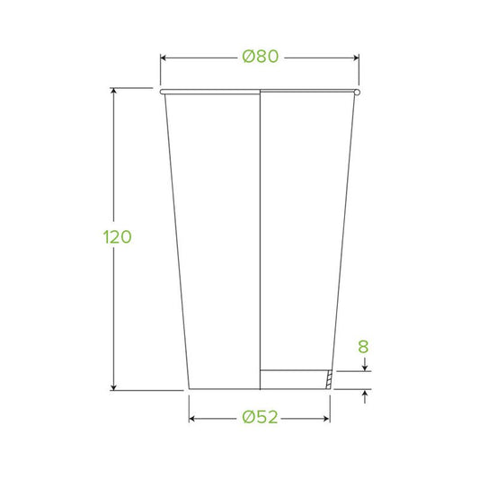 12oz/350mL (80mm) White Green Line Single Wall BioCup - 1000pcs/ctn - TEM IMPORTS™
