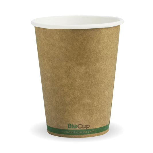 12oz/390mL (90mm) Kraft Green Stripe Single Wall BioCup - 1000pcs/Ctn - TEM IMPORTS™