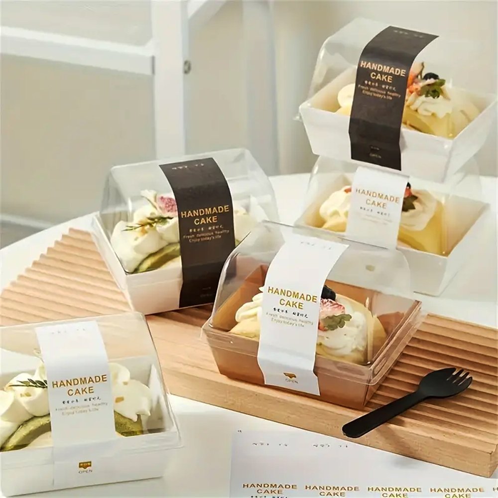 12x9cm Rectangular White Paper Tray With Dome Clear Lid - TEM IMPORTS™