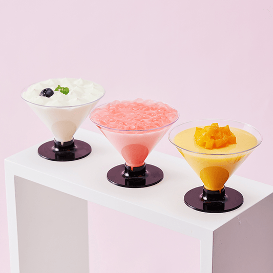 150mL Clear Mini Pedestal Short Martini Dessert Cup - Black Stand - TEM IMPORTS™