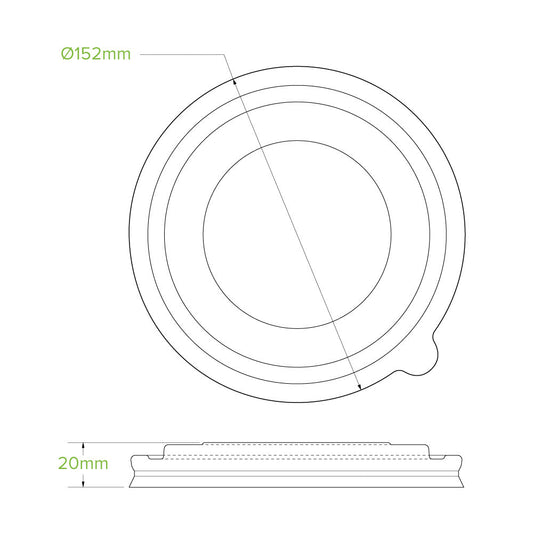 16-33oz/500-1000mL Clear PLA BioBowl Lid - 400pcs/Ctn - TEM IMPORTS™