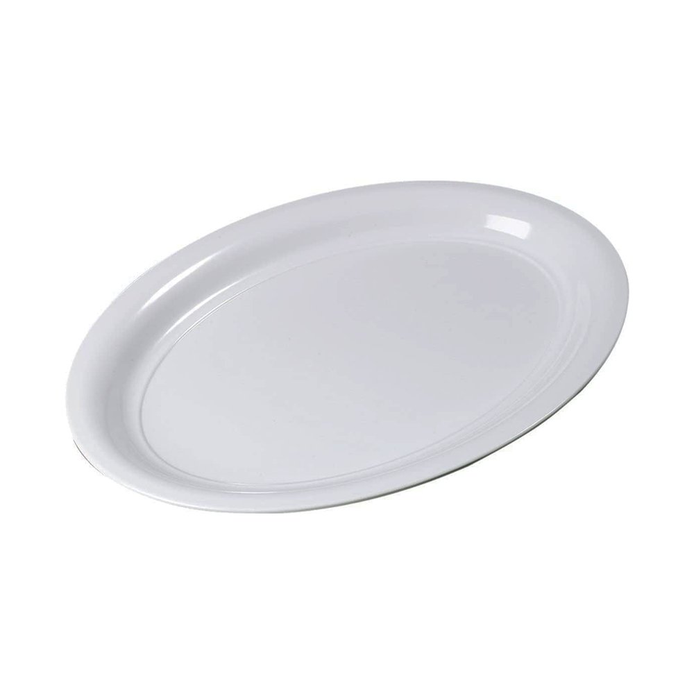16 Inch White Plastic Oval Food Platter - 8 Pack