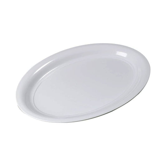 16 Inch White Plastic Oval Food Platter - 8 Pack