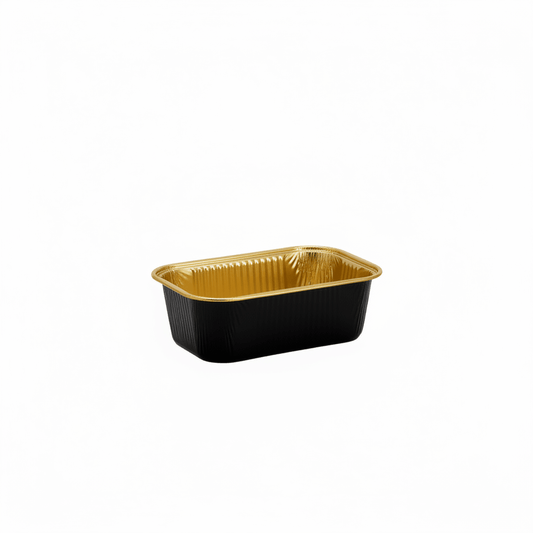170mL Rectangular Smooth Wall Aluminium Foil Cake Tin - Black&Gold Series - TEM IMPORTS™