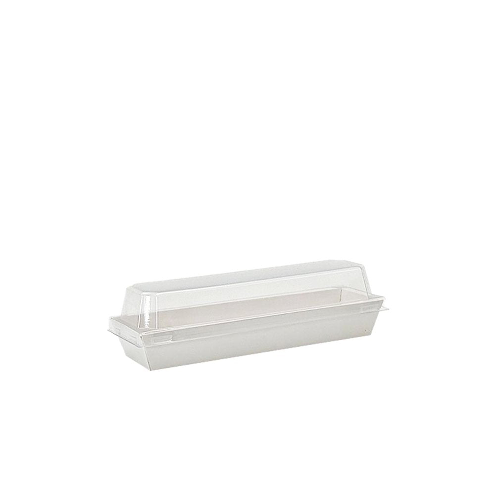 18x5.5cm Rectangular White Paper Tray With Clear Lid - TEM IMPORTS™