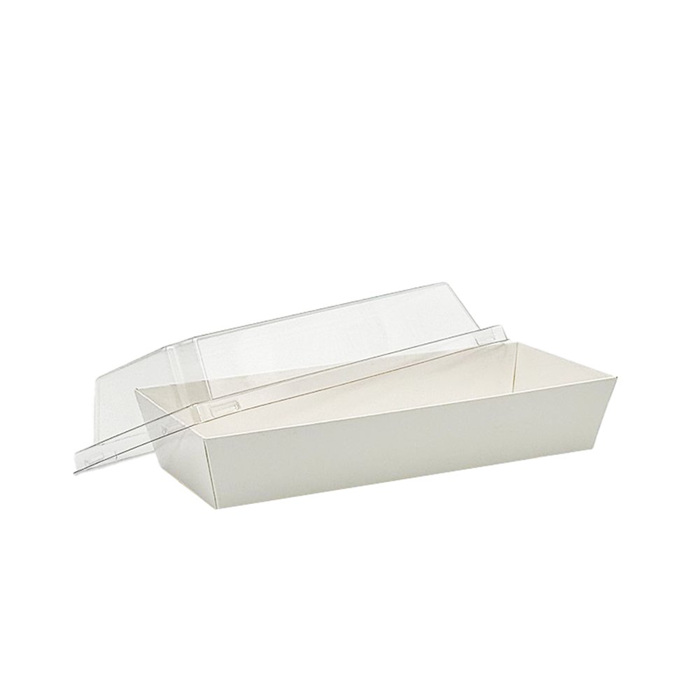 19x8.5cm Rectangular White Paper Tray With Clear Lid - TEM IMPORTS™