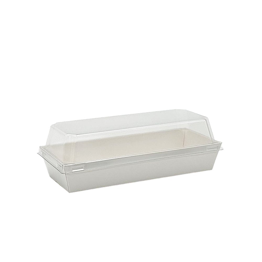 19x8.5cm Rectangular White Paper Tray With Clear Lid - TEM IMPORTS™