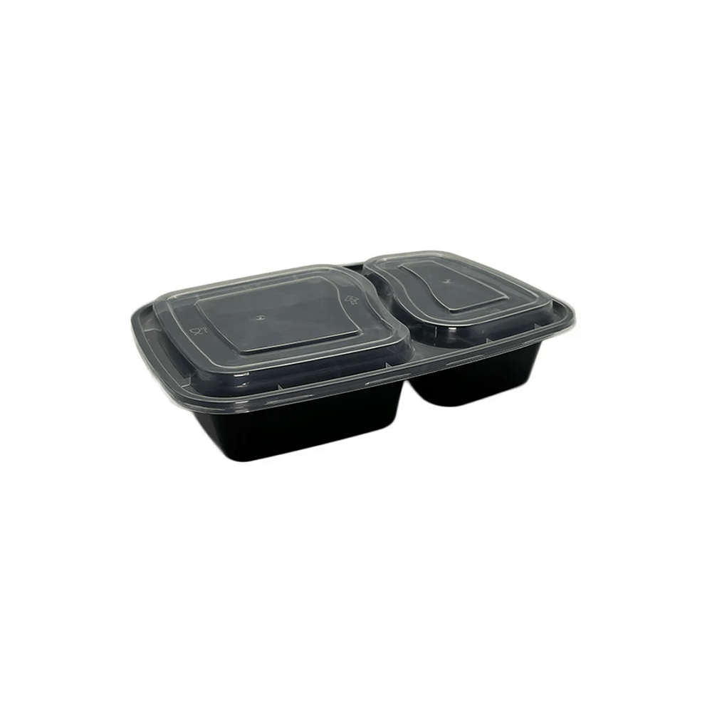 2 Compartment Small Black Takeaway Bento Box With Lid - TEM IMPORTS™