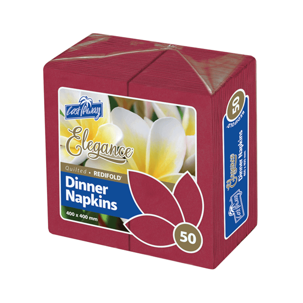 2 - Ply Dinner Napkins RediFold Wine Red 400x400mm - 1000/CTN - TEM IMPORTS™
