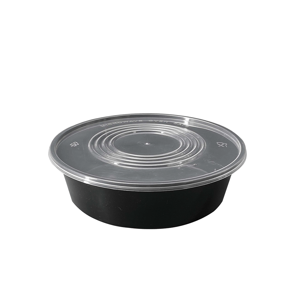 2000mL Takeaway Round Black Supa Bowls With Flat Lid - TEM IMPORTS™
