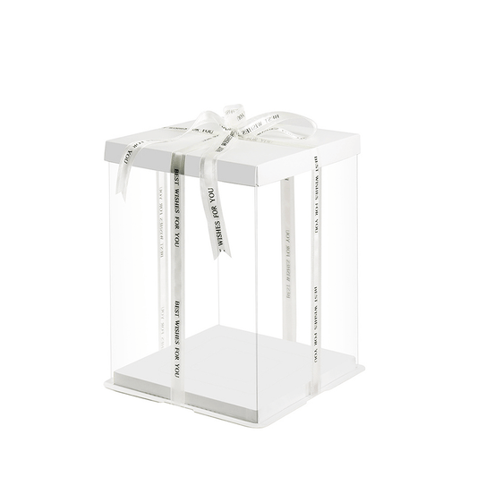 22x22x24 Clear Square Cake Box White With Paper Lid - TEM IMPORTS™
