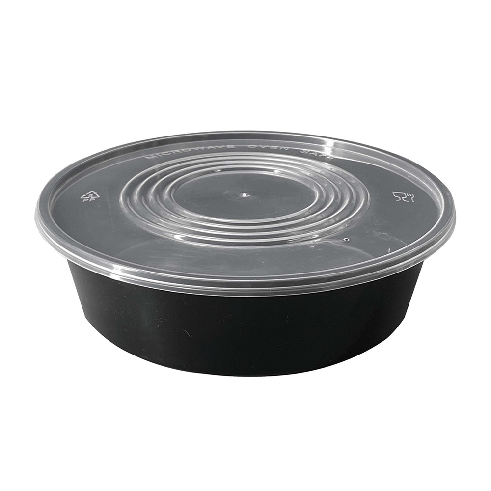 2500mL Takeaway Round Black Supa Bowls With Lid - TEM IMPORTS™