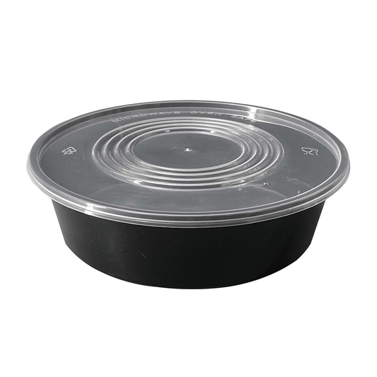 2500mL Takeaway Round Black Supa Bowls With Lid - TEM IMPORTS™