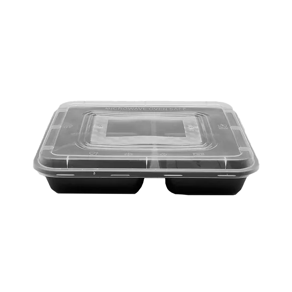 3 Compartment Small Black Takeaway Bento Box With Lid - TEM IMPORTS™