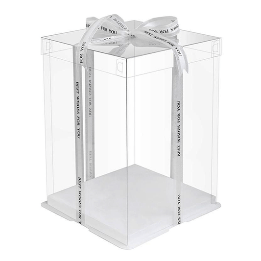 31x31x40 Transparent Square Box With Clear Lid - TEM IMPORTS™