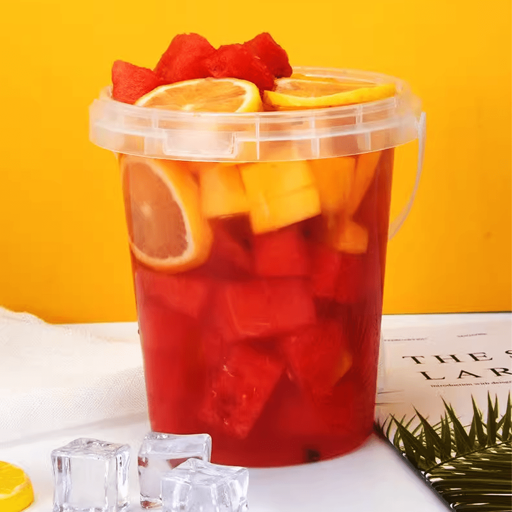 34oz/1000mL Clear Fruit/Milk Tea Tamper Proof Bucket Cups - TEM IMPORTS™