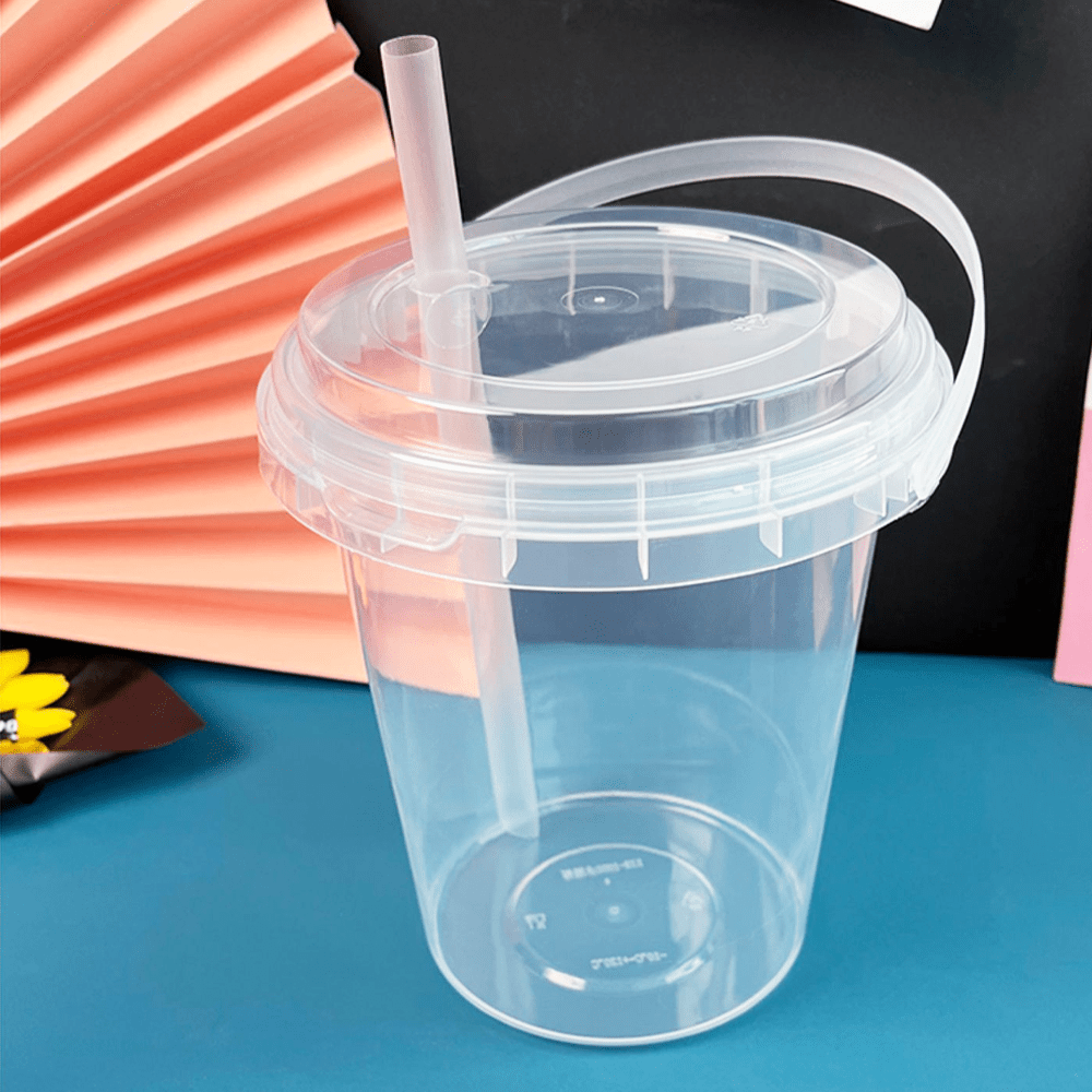 34oz/1000mL Clear Fruit/Milk Tea Tamper Proof Bucket Cups - TEM IMPORTS™