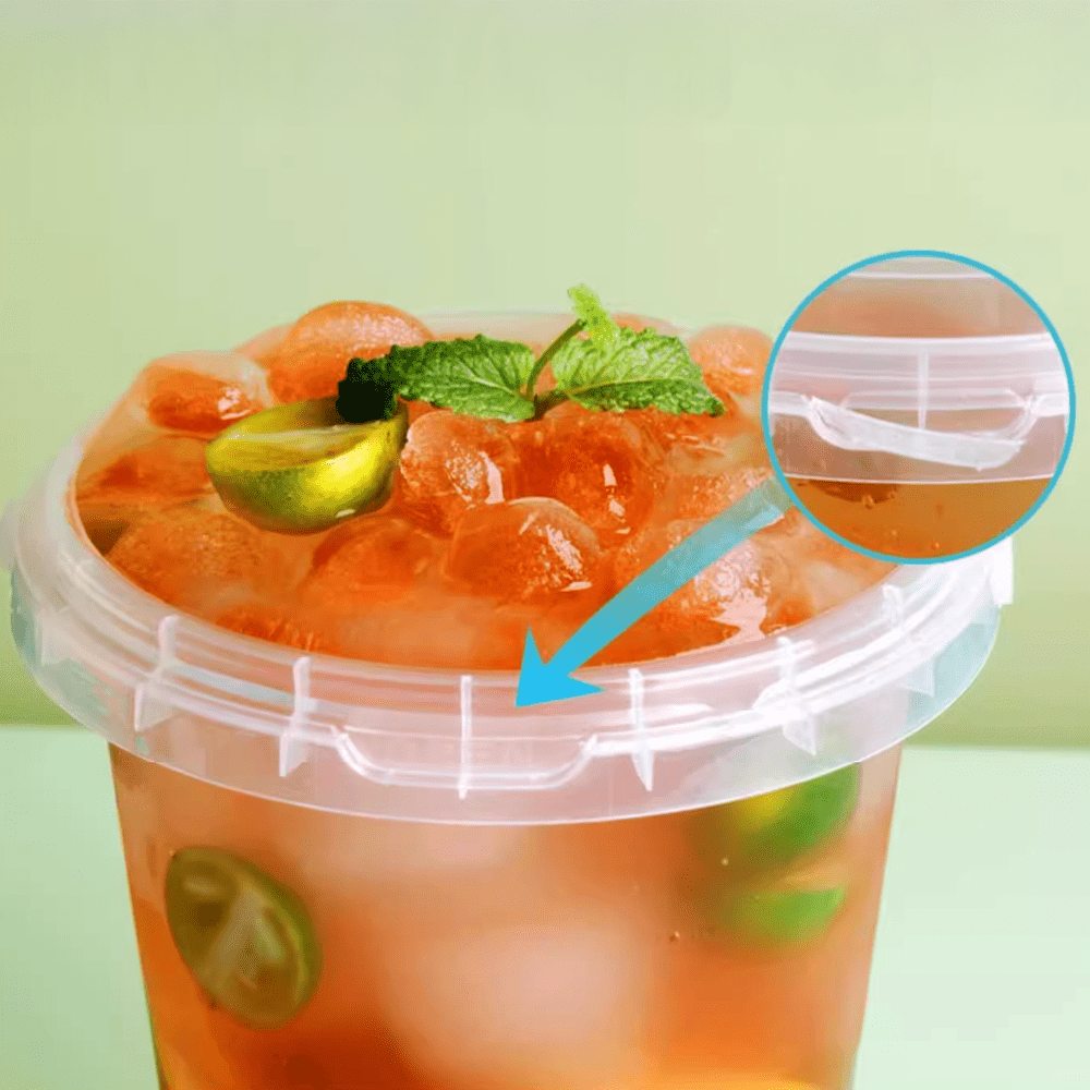 34oz/1000mL Clear Fruit/Milk Tea Tamper Proof Bucket Cups - TEM IMPORTS™