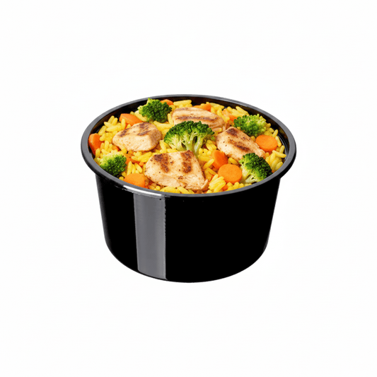 440mL Round Plastic Container Black - 500/CTN - TEM IMPORTS™