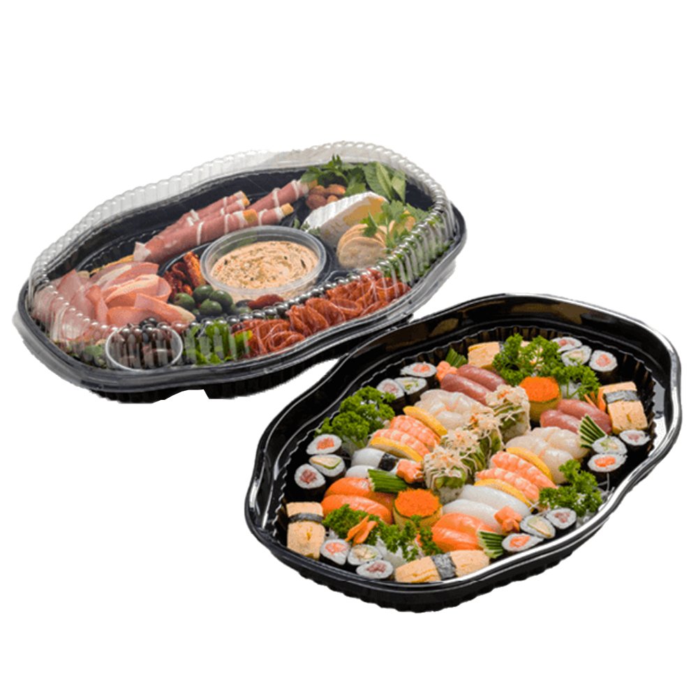 5 Compartment Plastic Platters With Lids - TEM IMPORTS™