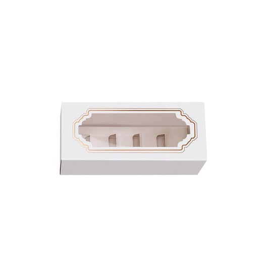 5 Macaron White & Gold Frame Paper Box With Window - TEM IMPORTS™