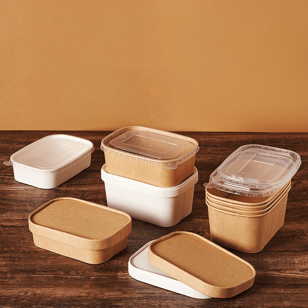 500mL PP Coated Kraft Rectangular Container - TEM IMPORTS™