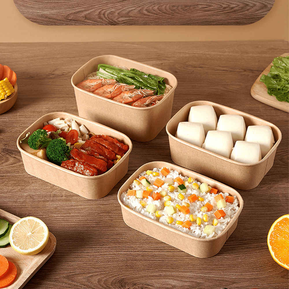 500mL PP Coated Kraft Rectangular Container - TEM IMPORTS™