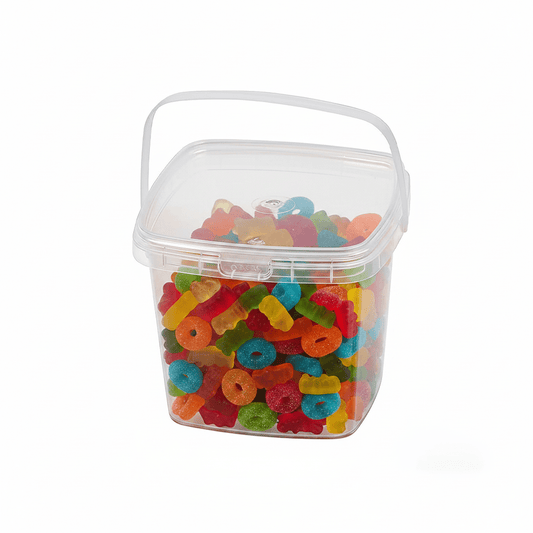500mL Square Clear Fruit Tamper Proof Bucket Cups With Lid - 250/CTN - TEM IMPORTS™