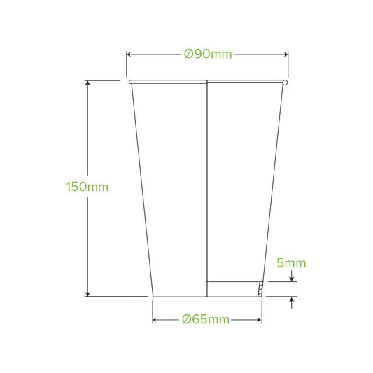 595mL/20oz (90mm) Leaf Single Wall BioCup - 500/CTN - TEM IMPORTS™