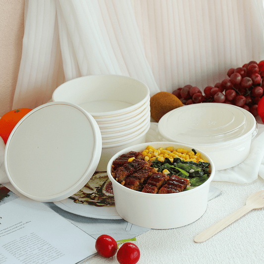 750mL PE Coated White Paper Salad Bowl - TEM IMPORTS™