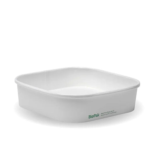 750mL White BioBoard Square Takeaway Base - 300pcs/Ctn - TEM IMPORTS™