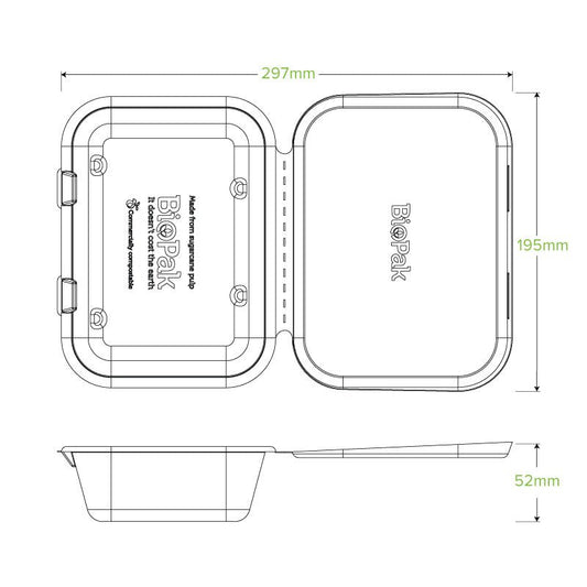 7.5x5x1.9" Natural Plant Fibre Clamshell - 300pcs/Ctn - TEM IMPORTS™