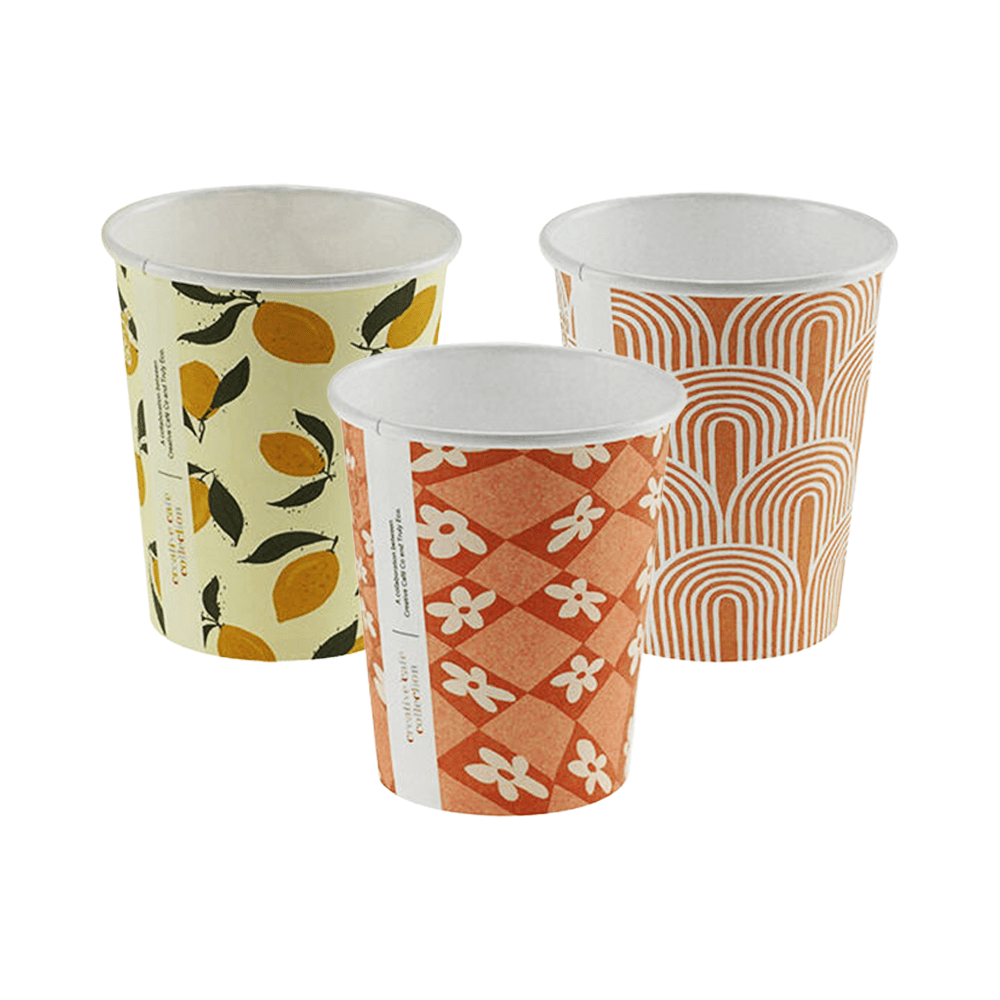 8oz (80mm) Cafe Collection Art Single Wall Paper Coffee Cup - 1000/CTN - TEM IMPORTS™