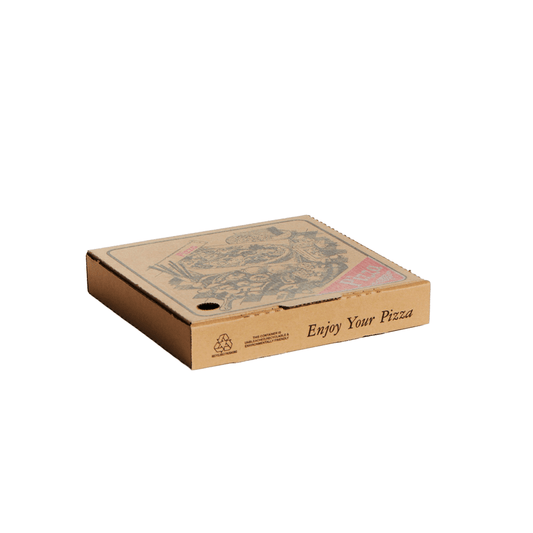 9" Inch Takeaway Kraft Pizza Box Generic Print - 100/CTN - TEM IMPORTS™