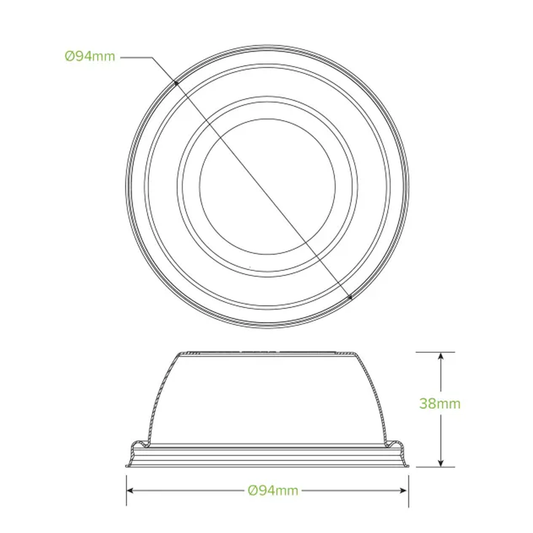 90mm Plant Fibre Wide Hole Dome Cold Paper BioCup Lid - 1380/CTN