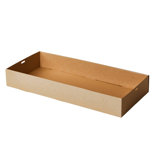 Large Kraft Corrugated Rectangle Catering Tray - 50/CTN