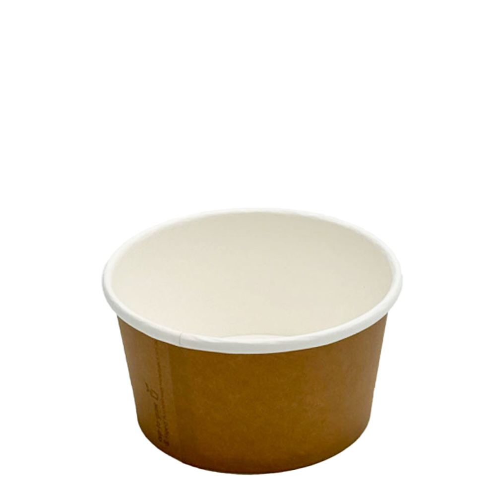 360mL PLA Brown Paper Soup Bowl - 500/CTN