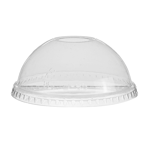 Clear PET (D/95mm) Dome Lid Semi-Cut Hole - Fit PP U-Shape Cup