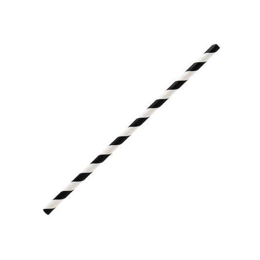 Paper Straw 6mm Regular Black Stripe