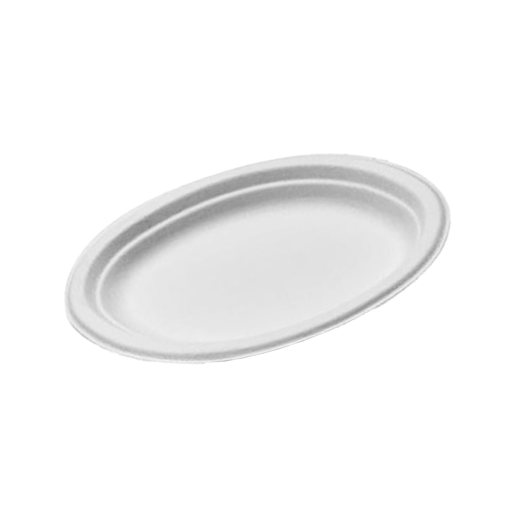 Small White Oval Sugarcane Plate - 500/CTN - TEM IMPORTS™
