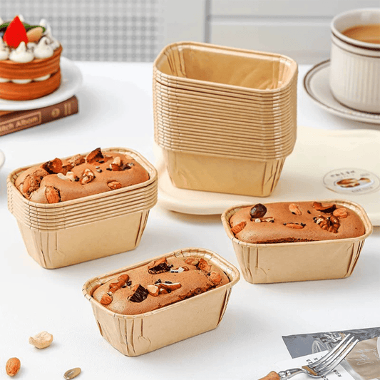Baking Pan Muffin Rectangular Paper Liner Cases - Kraft - TEM IMPORTS™