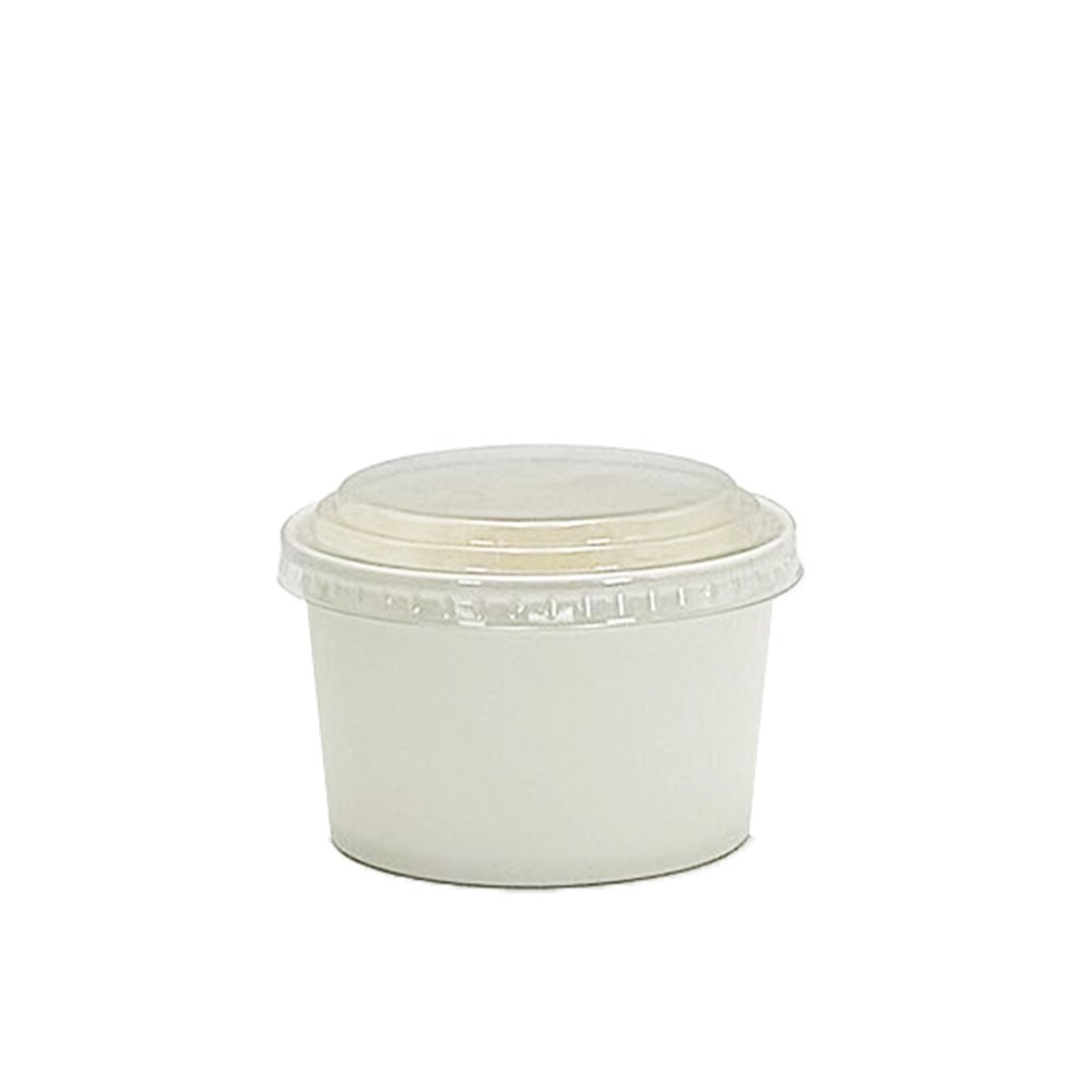 Clear PET Raised Flat Lid To Suit 5oz White Ice Cream Cup - TEM IMPORTS™