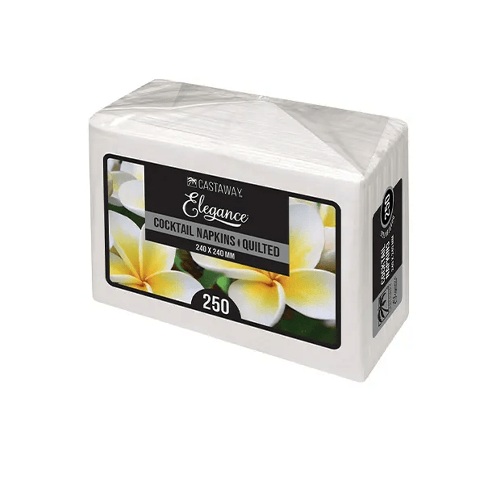 Elegance Cocktail 2 Ply Napkins Quarter Fold White - 2000/CTN - TEM IMPORTS™