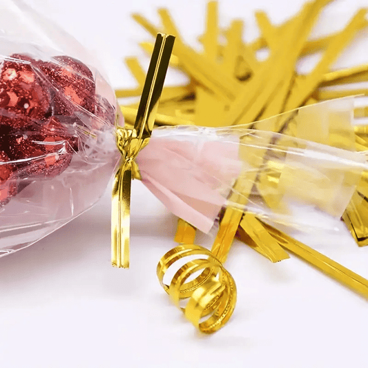 Gold Metallic Twist Tie 100mm - 500/PKT - TEM IMPORTS™
