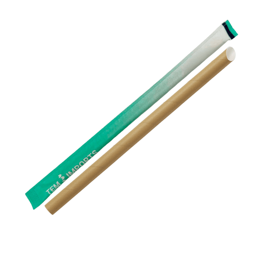 Individually Wrapped 12mm Slant Cut Paper Straw (Kraft)