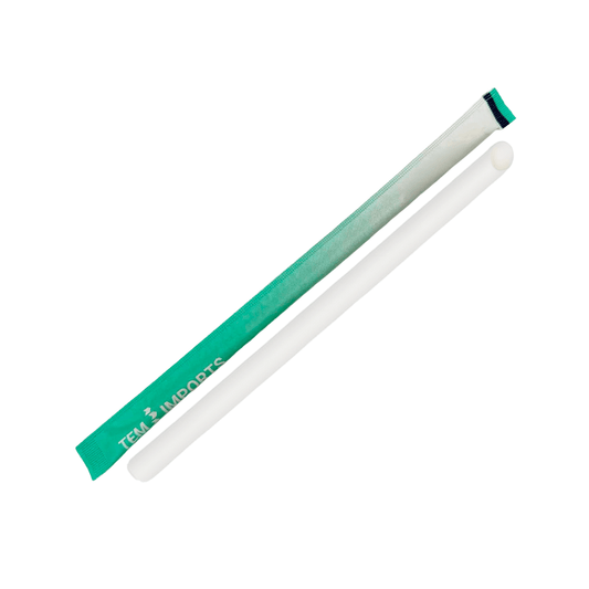 8mm Individually Wrapped Slant Cut Paper Straws (White)