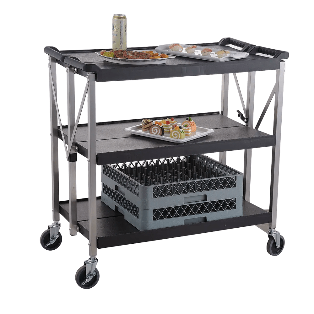 Large Foldable Utility Service Trolley Black - TEM IMPORTS™